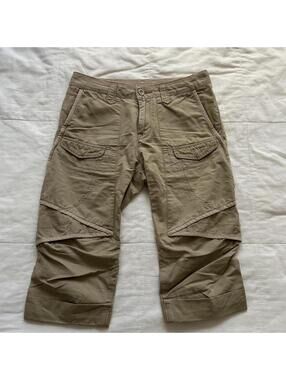 Marithé François Girbaud Olive Cargo Cropped Pants Y2K Utility Streetwear Japan